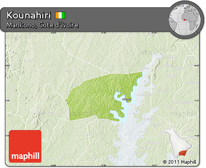 Physical Map of Kounahiri, lighten