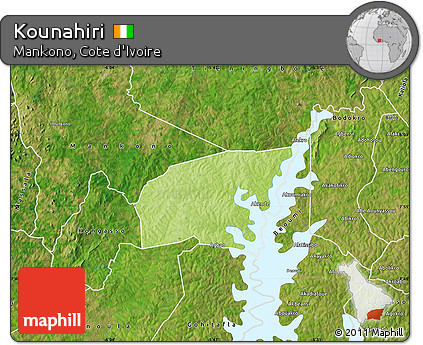 Physical Map of Kounahiri, satellite outside