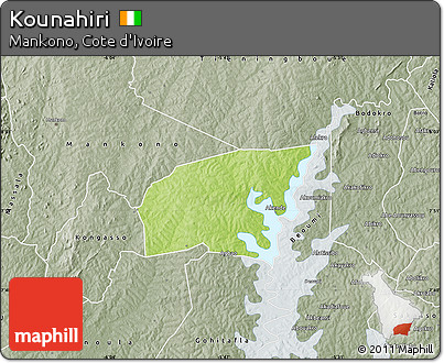 Physical Map of Kounahiri, semi-desaturated