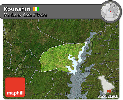 Satellite Map of Kounahiri, darken