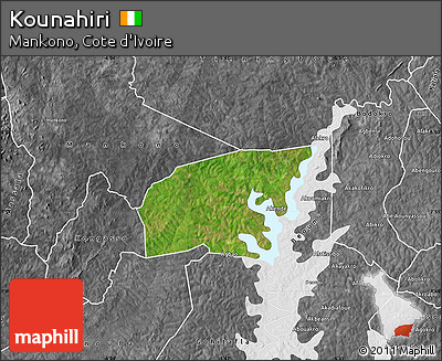 Satellite Map of Kounahiri, desaturated