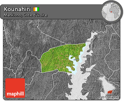 Satellite Map of Kounahiri, desaturated