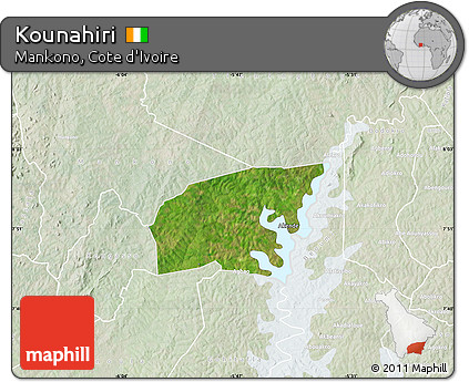 Satellite Map of Kounahiri, lighten
