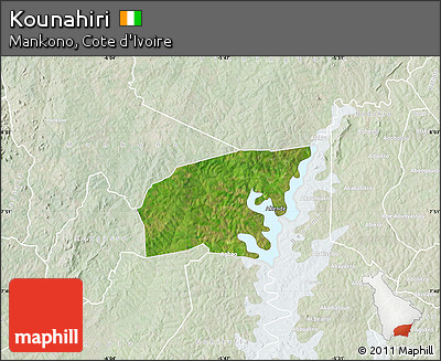 Satellite Map of Kounahiri, lighten