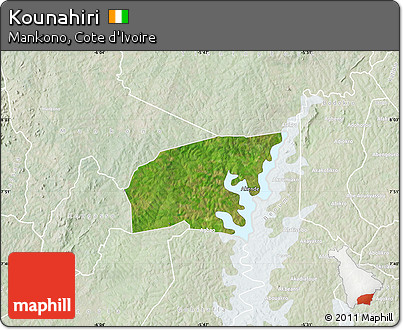 Satellite Map of Kounahiri, lighten