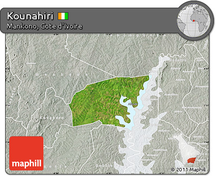 Satellite Map of Kounahiri, lighten, semi-desaturated