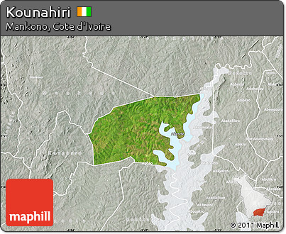 Satellite Map of Kounahiri, lighten, semi-desaturated