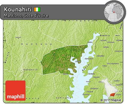Satellite Map of Kounahiri, physical outside