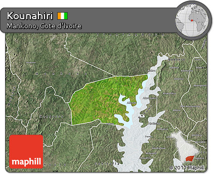 Satellite Map of Kounahiri, semi-desaturated