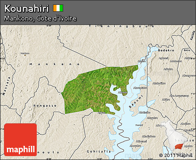Satellite Map of Kounahiri, shaded relief outside