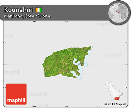 Satellite Map of Kounahiri, single color outside