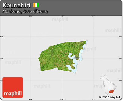 Satellite Map of Kounahiri, single color outside