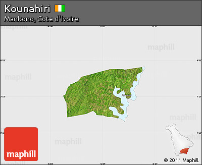 Satellite Map of Kounahiri, single color outside