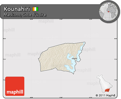 Shaded Relief Map of Kounahiri, cropped outside