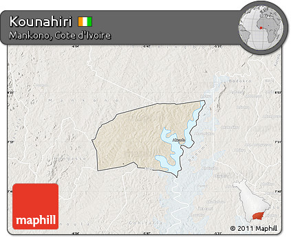 Shaded Relief Map of Kounahiri, lighten