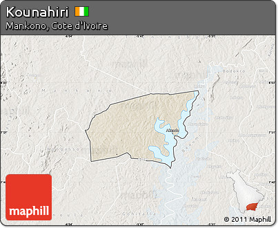 Shaded Relief Map of Kounahiri, lighten