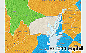 Shaded Relief Map of Kounahiri, political outside