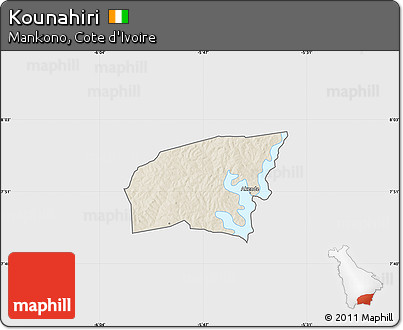 Shaded Relief Map of Kounahiri, single color outside