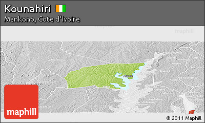 Physical Panoramic Map of Kounahiri, lighten, desaturated