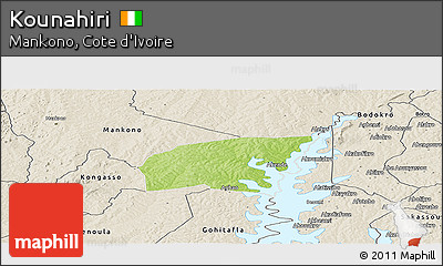 Physical Panoramic Map of Kounahiri, shaded relief outside