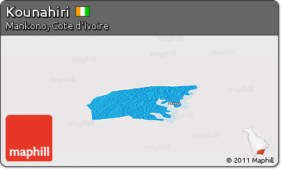 Political Panoramic Map of Kounahiri, cropped outside