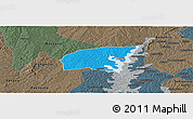 Political Panoramic Map of Kounahiri, darken, semi-desaturated