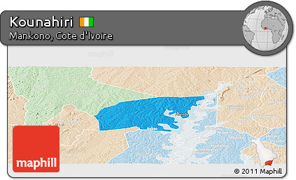 Political Panoramic Map of Kounahiri, lighten