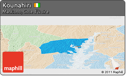 Political Panoramic Map of Kounahiri, lighten