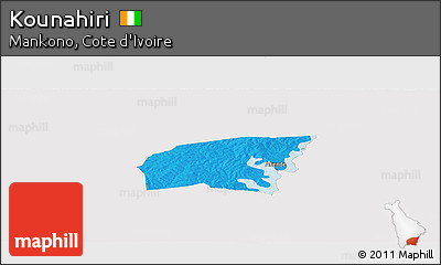 Political Panoramic Map of Kounahiri, single color outside