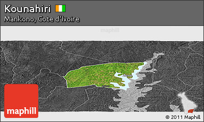 Satellite Panoramic Map of Kounahiri, darken, desaturated