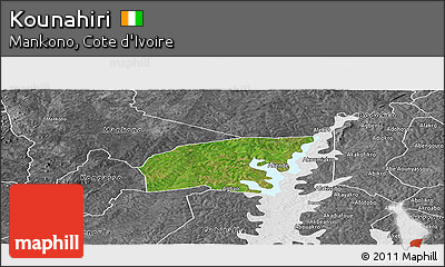Satellite Panoramic Map of Kounahiri, desaturated