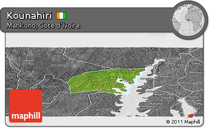 Satellite Panoramic Map of Kounahiri, desaturated