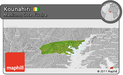 Satellite Panoramic Map of Kounahiri, lighten, desaturated