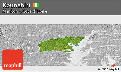 Satellite Panoramic Map of Kounahiri, lighten, desaturated