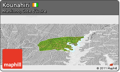Satellite Panoramic Map of Kounahiri, lighten, desaturated