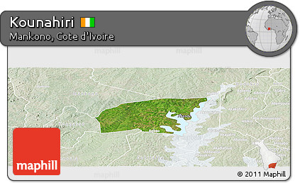 Satellite Panoramic Map of Kounahiri, lighten