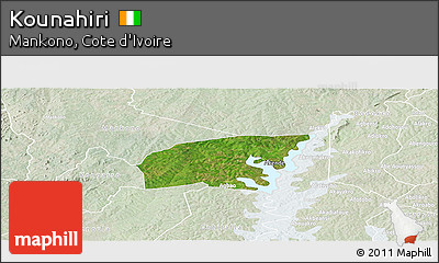 Satellite Panoramic Map of Kounahiri, lighten
