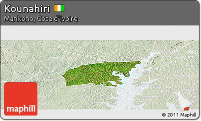 Satellite Panoramic Map of Kounahiri, lighten