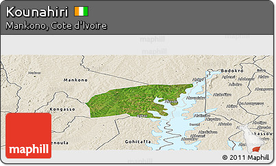 Satellite Panoramic Map of Kounahiri, shaded relief outside