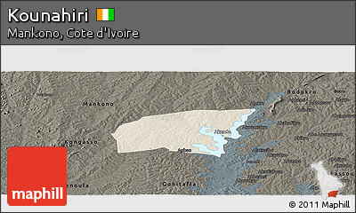 Shaded Relief Panoramic Map of Kounahiri, darken