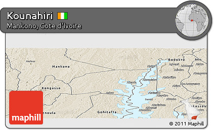 Shaded Relief Panoramic Map of Kounahiri