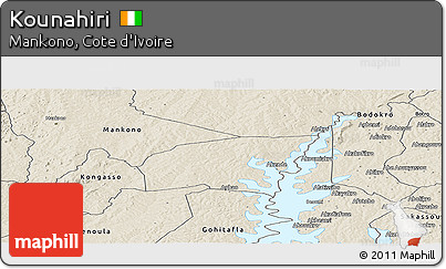 Shaded Relief Panoramic Map of Kounahiri