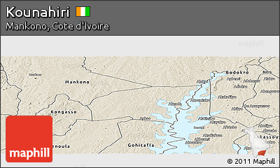 Shaded Relief Panoramic Map of Kounahiri