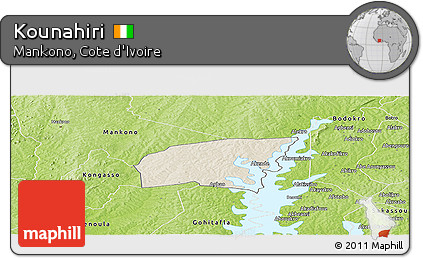 Shaded Relief Panoramic Map of Kounahiri, physical outside