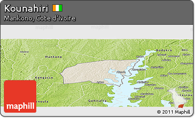 Shaded Relief Panoramic Map of Kounahiri, physical outside