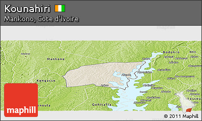 Shaded Relief Panoramic Map of Kounahiri, physical outside