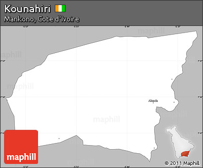 Gray Simple Map of Kounahiri, single color outside