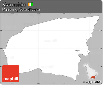 Gray Simple Map of Kounahiri, single color outside