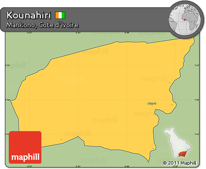 Savanna Style Simple Map of Kounahiri, cropped outside