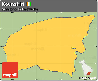 Savanna Style Simple Map of Kounahiri, cropped outside